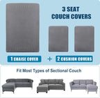 Water Repellent L Shaped Couch Covers 3 Pieces Sofa Seat Cushion Slipcovers - Image 7