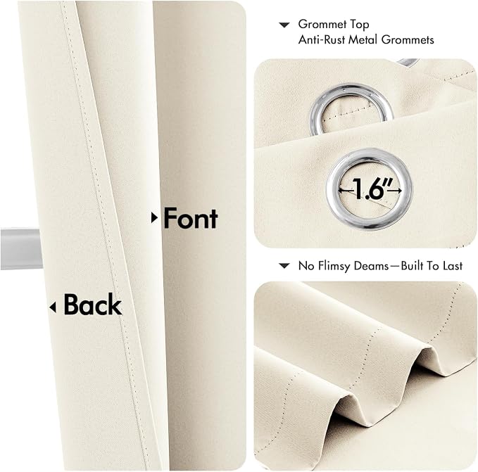 MIULEE Blackout Curtains for Bedroom 2 Panels 40 x 72 Inch Long Birch | Thermal - Image 4