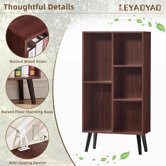 LEYAOYAO 5 Cube Bookshelf 3-Tier Bookcase - Image 5