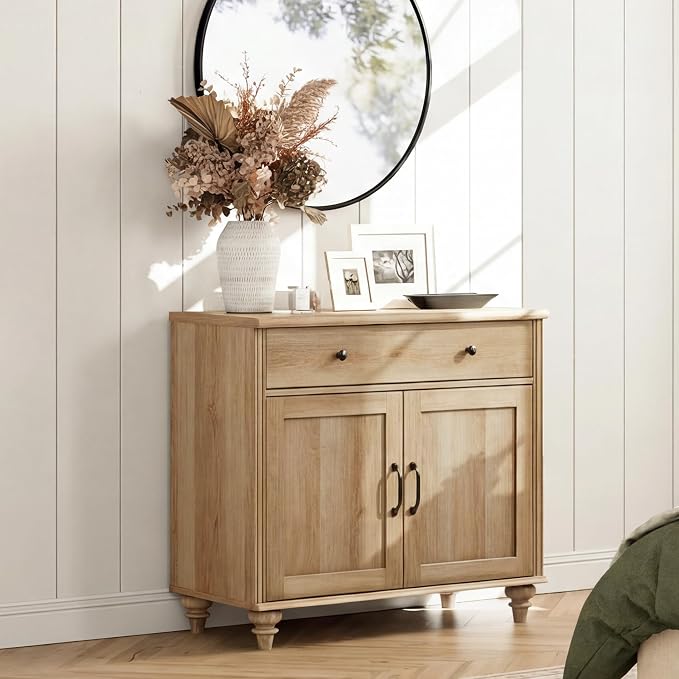 WAMPAT 34’‘ Oak Buffet Cabinet - Image 6
