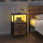sthmec Nightstand with Charging Station, Night Stand with 2 Fabric Drawers - Image 7