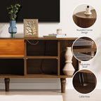 TV Console with Power Outlet-55 Entertainment Center with Sliding Tambour Door - Image 6
