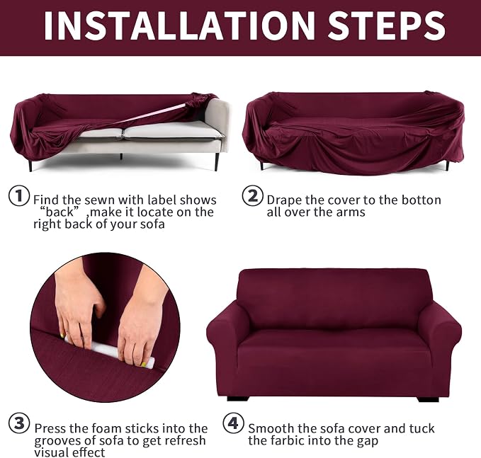 Peryiter 2 Pcs Sofa Covers Couch and Loveseat Covers Set Stretch Sofa Slipcover - Image 3