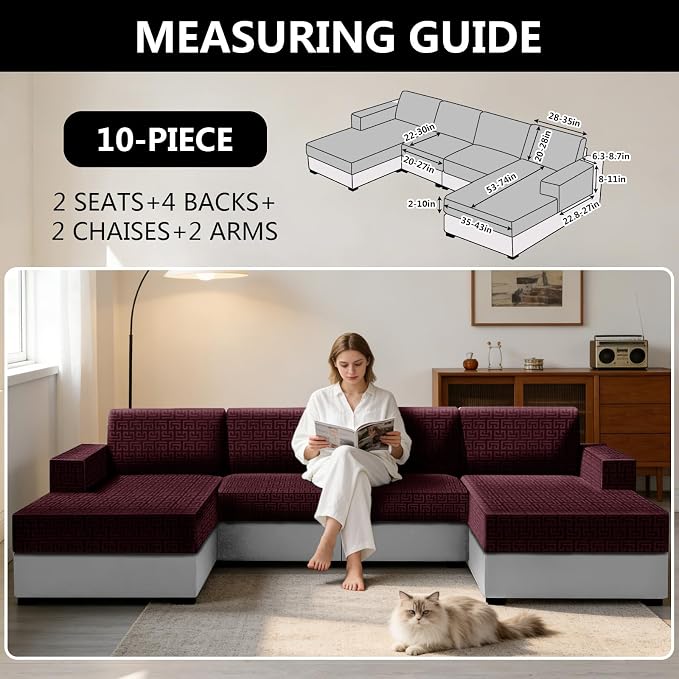 UNBBRRL 10 Pieces Stretch Sofa Cushion Covers - Image 2