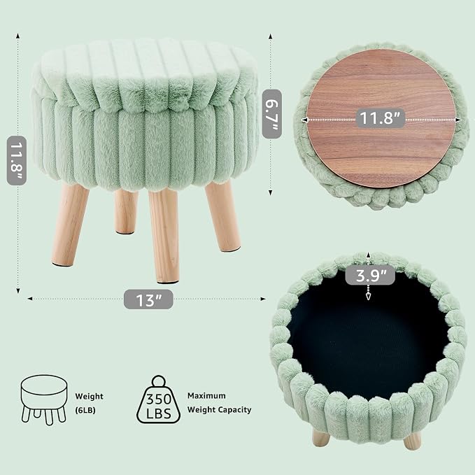 Wimarsbon Storage Ottoman, Modern Round Footrest - Image 3