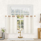 Cream Linen Curtains 36 Inch for Windows, Soft Thick Linen Textured Light by LAMIT