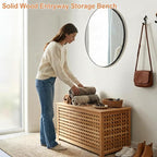 Solid Wood Entryway Bench with Storage, Large storage chest with Removable Bag - Image 3