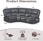 Yolsali Manual Reclining Sectional Sofa Set, 4 Seats Soft Dutch Velvet Recliner - Image 2