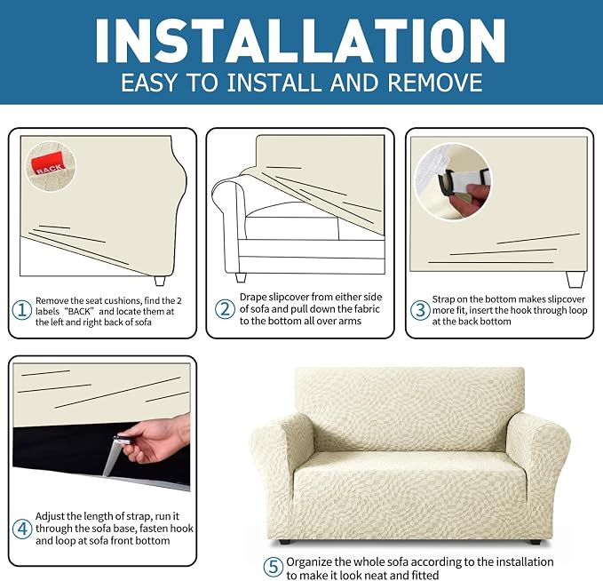 ZNSAYOTX 1 Piece Stretch Oversized Sofa Covers, New Plaid Couch Cover - Image 4