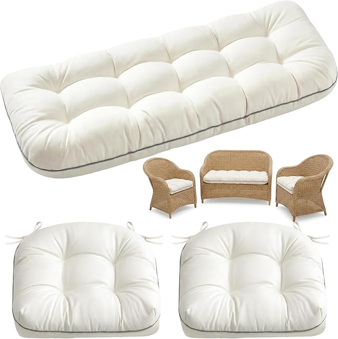1 MIDDLE ONE Wicker Chair Cushions 3 Pieces Set by 1MIDDLEONE
