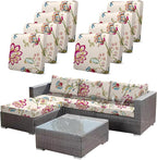 CALBODE 8pcs Single Seat Floral Print Outdoor Couch Cover, Waterproof Elastic by CALBODE