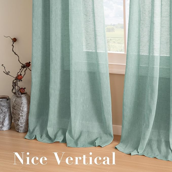 H.VERSAILTEX Linen Curtains Nickel Grommet Natural Linen Semi-Sheer Curtains 2 - Image 7