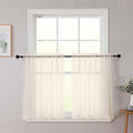 Cream Kitchen Curtains 30 Inch Length Tier 2 PCS, Solid Soft Airy Half Curtains by WelvetBLK