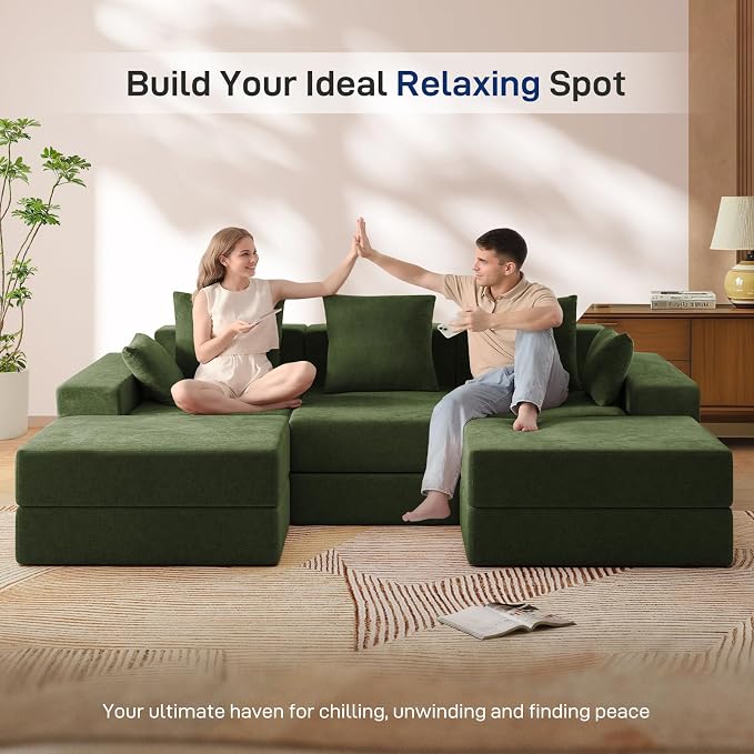 Living&Giving 101" U-Shaped Cloud Sectional Couch - Image 3