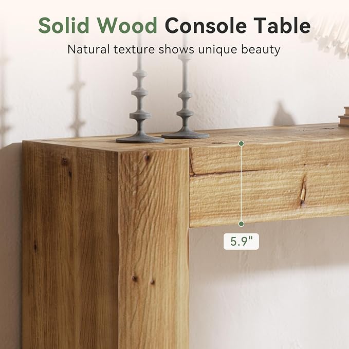 Solid Wood Console Table, 63-Inch Farmhouse Sofa Table Behind Couch - Image 5
