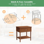 AMERLIFE 24" Wooden Nightstand, Vintage Bedside Table - Image 3
