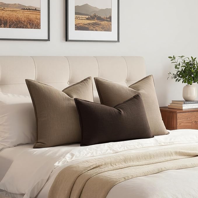 MIULEE Decorative Linen Lumbar Pillow Cover 12x20 Inch Dark Brown | Fall Autumn - Image 4