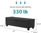 Huatean Home 43" Ottoman with Storage, Storage Ottoman Bench with Safety Hinge - Image 2