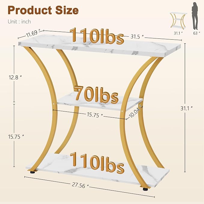 Hoctieon 3 Tier Console Table - Image 2
