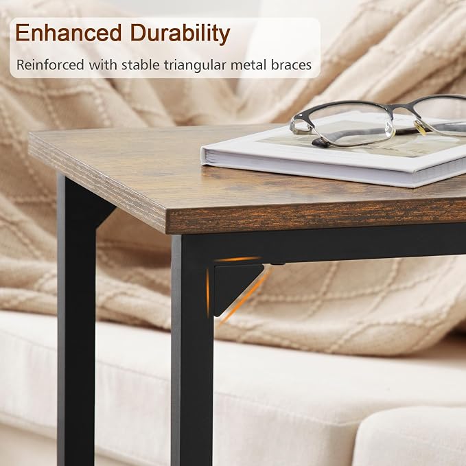 AMHANCIBLE C Shaped End Table, Slide Under Couch Table - Image 5