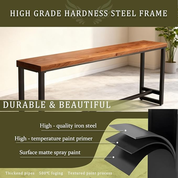 Bar Height Table Long Bar Table Solid Wood Farmhouse Bar Table Industrial Long - Image 6