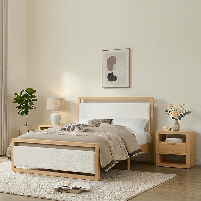KISLOT 3 Pieces Bedroom Set, Wood Bed Frame - Image 3