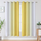 Yellow and Greyish White Ombre Blackout Curtains - Image 2