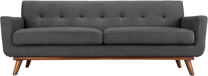 Modway Engage Mid-Century Modern Upholstered Fabric Sofa in Gray - Image 3