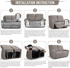 TAOCOCO Recliner Loveseat Slipcover, 6 Pieces Dual Recliner Sofa Covers - Image 6