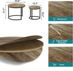 Smuxee Nesting Coffee Table Set of 2, 23.6" Round Coffee Table Wood Grain Top - Image 2