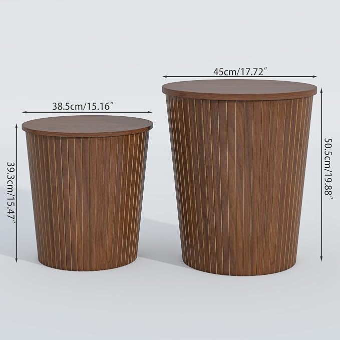 Nesting Coffee Table Set of 2, Round End Table - Image 2