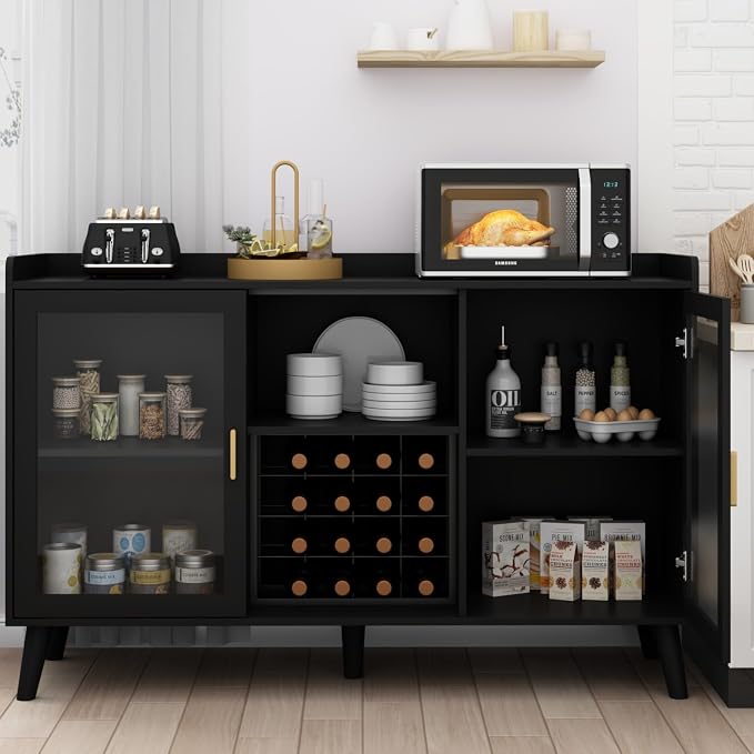 Loomie Wine Bar Cabinet with LED Light, Home Coffee Cabinet with Wine Rack and - Image 7