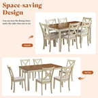 AMERLIFE 7-Piece Farmhouse Solid Wood Dining Table Set - Image 6