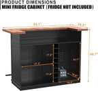 GDLF Home Bar Unit with Fridge Space, U-Shape Liquor Wine Cabinet, 63.1" Mini - Image 7
