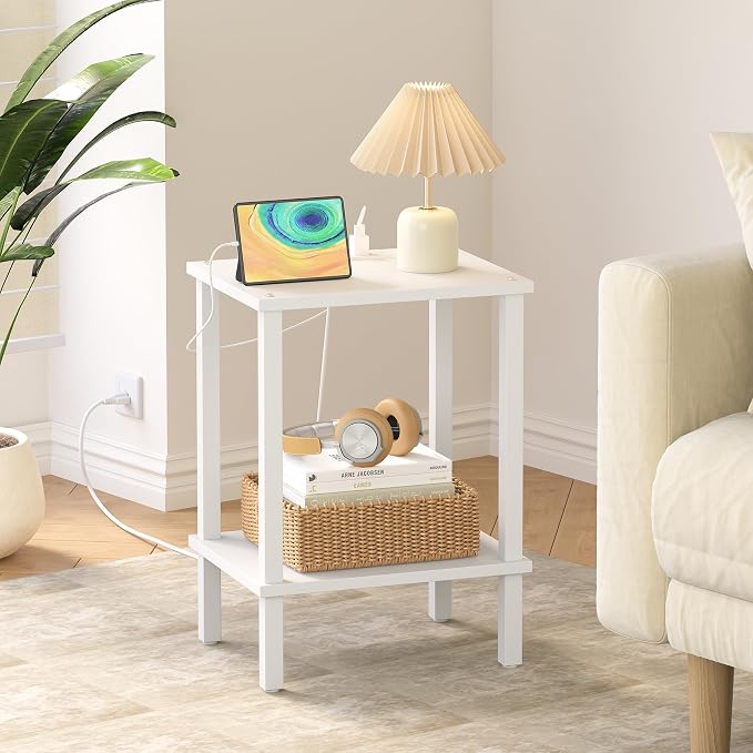 TUTOTAK End Table with Charging Station, Small Side Table with Outlets - Image 8