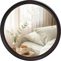 Round Mirrors 36 Inch, Rustic Decorative Transitional Dark Walnut Wall Mirror by WIOWUR