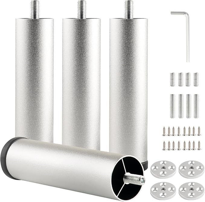 4 Pack Bed Support Legs Extensions 6 inch Silver Sofa Legs Adjustable Furniture by Unknown