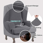 Turquoize Wingback Chair Covers 2 Piece Wing Chair Slipcover Stretch Slipcovers - Image 3