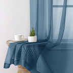 Dusty Blue Sheer Curtains 84 Inches Long 2 Panels, Light Filtering Voile - Image 3