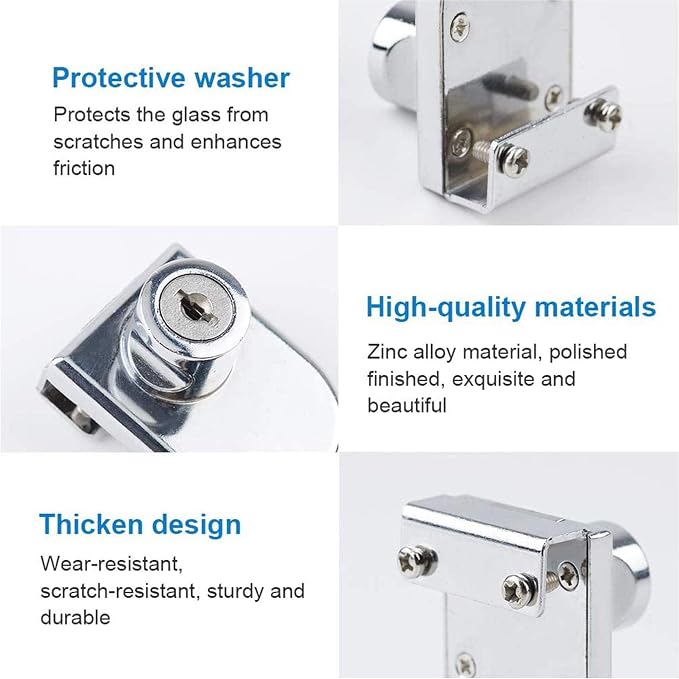 2Pcs Glass Cabinet Lock with Keys, Display Case Lock - Image 3