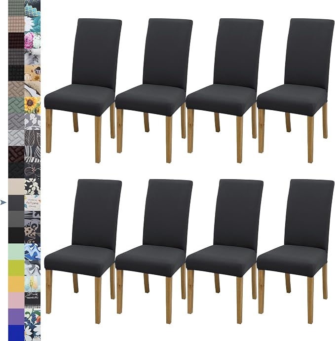 BIETYONE Stretch Dining Chair Covers Set of 8, Soft Removable Washable Kitchen by BIETYONE