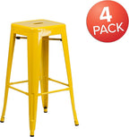 Flash Furniture Lily 4 Pack Commercial Grade 30" High Backless Yellow Metal - Image 4