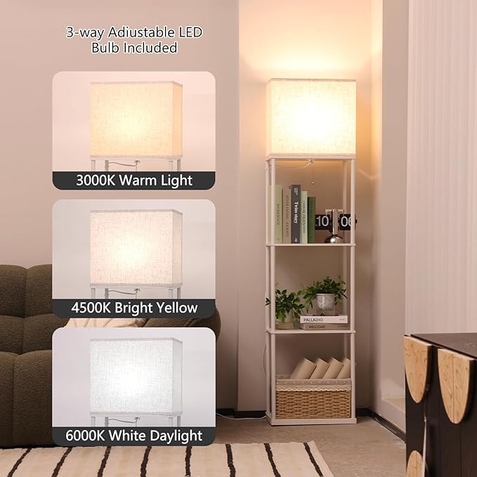 Gupuzm Floor Lamp with Shelves, Large Size Rectangle Standing Lamp with 3 Color - Image 2