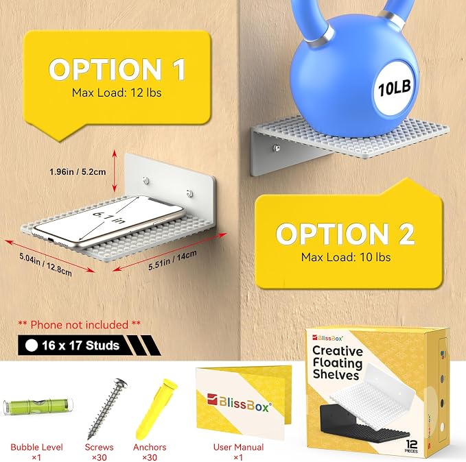 BlissBox 12-Pack Floating Display Shelves - Image 3