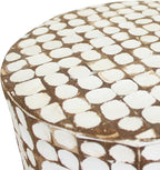 East at Main Boho Side Table Nightstand – White Coconut Shell End Table - Image 7
