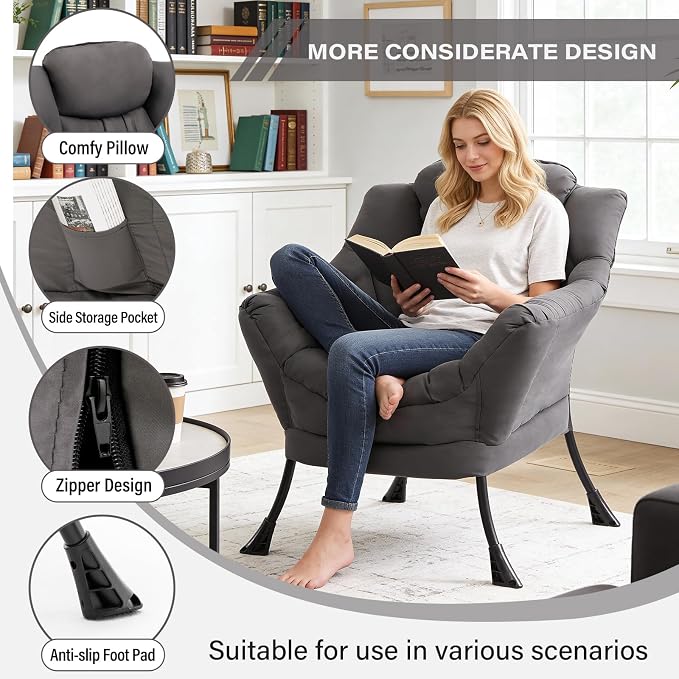 MBOOYOME Lazy Chair, Modern Accent Chair - Image 3