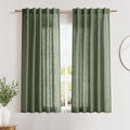 Olive Green Linen Sheer Back Tab Curtains 45 Inch Length Semi Sheer Light by Nanspring