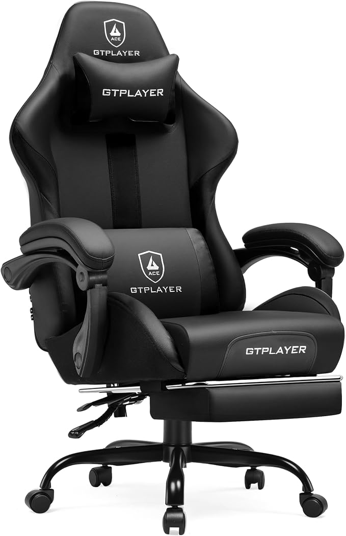 GTPLAYER Gaming Chair with Pocket Spring Cushion, Leather Office Chair with by GTPLAYER