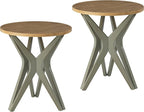 Pedestal Farmhouse End Table Set of 2, Distressed Top by LONYKE