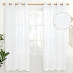 YoungsTex White Linen Semi Sheer Curtains by YoungsTex